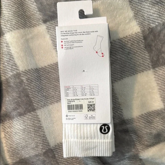 lululemon athletica White Crew Length Socks - 3 Pack - Picture 2 of 2
